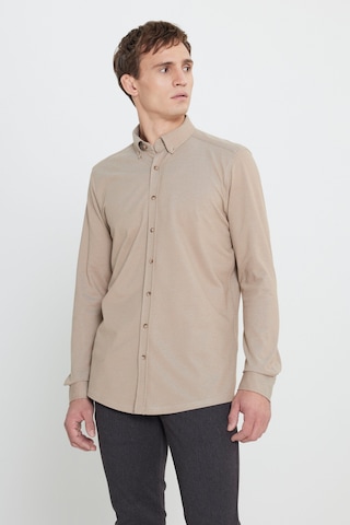 Ac&Co / Altınyıldız Classics Erkek Vızon Pamuklu Örme Slim Fit Dar Kesim Düğmeli Yaka Gömlek Vızon Vizon