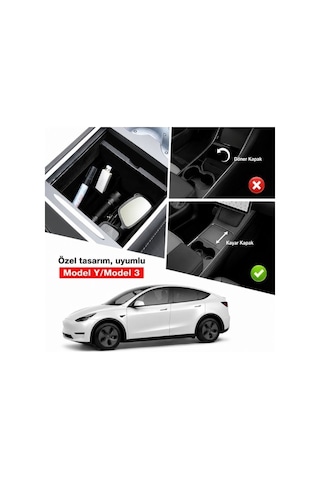 Tesery Tesla Model 3 & Y Siyah Kadife Konsol Düzenleyici Tsl-0274a Saklama Kutusu