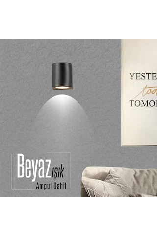 Tek Yönlü İç - Dış Mekan Dekoratif Siyah Aplik - Beyaz I Beyaz