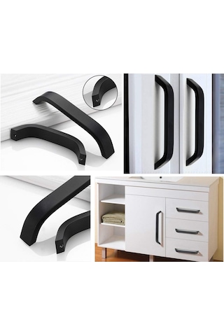 10 Adet Siyah Dolap Kulpu - Siyah Mutfak Kapı Kolları Dolapları