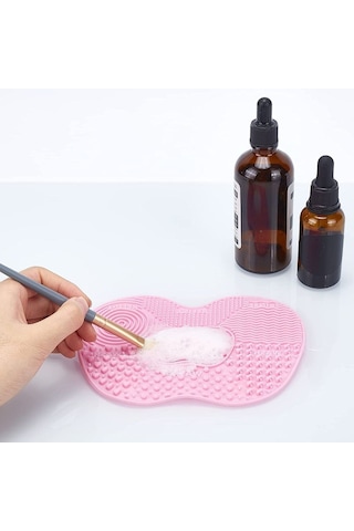 Pratik Kolay Makyaj Fırçası Temizleme Matı Aparatı Aleti 4881 Diğer