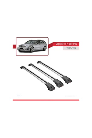 Mercedes C Class S204 2007-2014 Arası İle Uyumlu Ace-1 Ara Atkı Tavan Barı Gri 3 Adet Bar