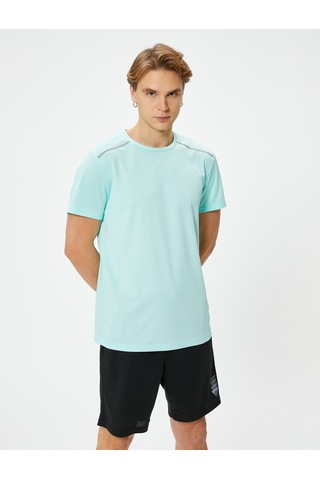 Koton Spor Tişört Reflektör Baskılı Kısa Kollu Bisiklet Yaka Mınt 4Sam10035Nk Mint