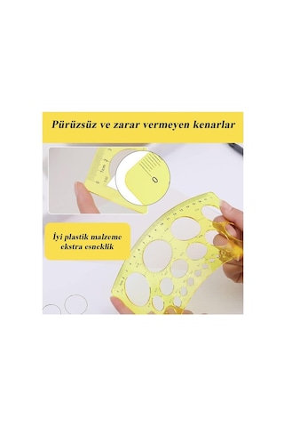 Daire Şablonu Büyük Cetvelli 1-36 Mm 1 Adet Arlantis 24 Cm Cetvelli Teknik Çizim Daire Cetveli Çok Renkli