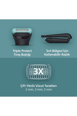Philips Vücut Bakım 5000 Serisi Duşa Uygun, Hassas Bölge Ve Vücut Tıraş Makinesi - Bg5475/15