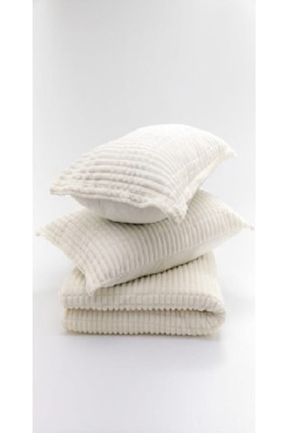 Merinos Modern Line 3 Parça Yatak Örtüsü - Ekru Beyaz