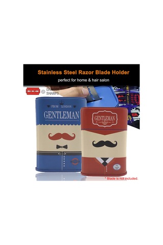 Yifomall Erkek Tıraş Aksesuarı: Paslanmaz Çelik Tıraş Bıçağı Atık Kutusu, Mavi, Kolay Kullanım, 10.4x7.3cm 1 Saat