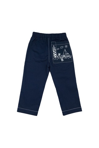 Cebi Baskılı Yazlık Erkek Çocuk Lacivert Pantolon Lacivert