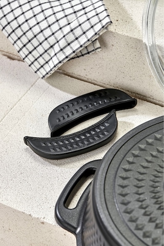 Cooker Kristal Serisi Döküm Granit Silikon Saplı 28 Cm Basık Tencere Siyah