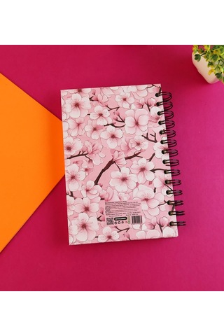 Pembe Sakura Özel Tasarım Spiralli 15 21 Cm Dot Defter, Eskiz Defteri, Doodle Book - 2 Sayfa Stıcker Hediyeli Çok Renkli
