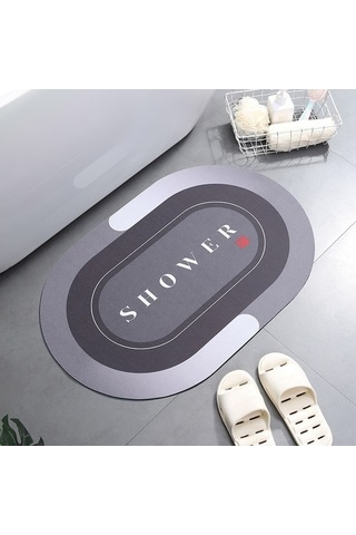 Fortunelane 40x60cm Kahverengi Oval Diyetom Toprak Banyo Paspası - Su Absorban, Kaymaz, Hızlı Kuruyan, Yumuşak Dokulu, Shower Des Kahverengi