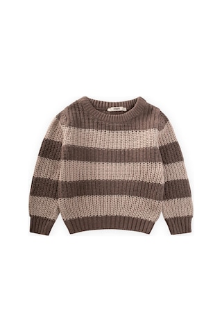 Selanik Çizgili Triko Kazak 2-8 Yaş Vizon Vizon