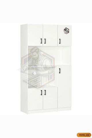Tamamı Mdf 6 Kapaklı Fırın Bölmeli Açık Raflı Çok Amaçlı Mutfak Dolabı