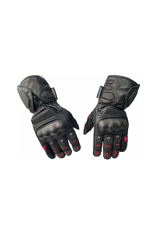 Motosiklet Kışlık Eldiven Deri Ve Cordura Kumaş Full Korumalı Deri Motor Eldiveni Siyah