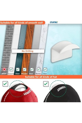 Novahub 10'lu Şapka Askısı Seti - Duvarlı, 3m Yapışkanlı, Beyaz, Matkap Gerektirmez Beyaz