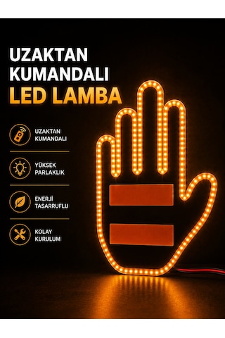 Led Işık El İşareti Araç Camı İçin Uzaktan Kumandalı - Lisinya Çok Renkli 24034680