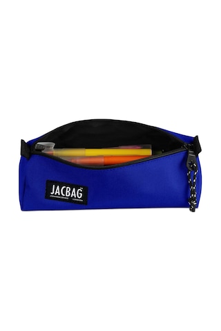 Jacbag Saks Mavi Erkek Çocuk Tek Bölmeli Üçgen Okul ve Ofis Kalem Kutusu Çok Renkli