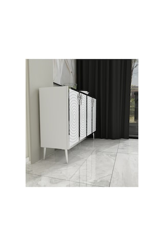 Helen 120 Cm Konsol, Tv Ünitesi, Çok Amaçlı Dolap- Beyaz-gümüş Beyaz-gümüş