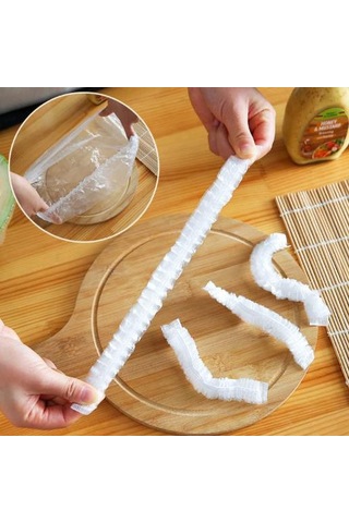 100 Lü Yeniden Kullanılabilir Elastik Plastik Kase Kapakları Şeffaf, 12x30 Cm, Hava Geçirmez Gıda Saklama Bonesi, Ev Ve Restoran İçin Sku: Smg8690010583963 Açık