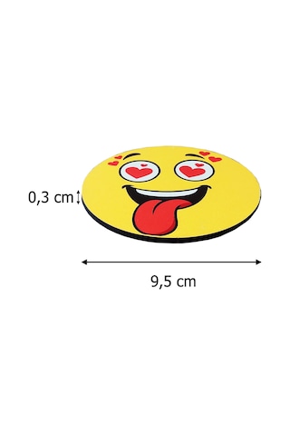 Eğlenceli Emoji Yüzler Baskılı Ahşap Bardak Altlığı Seti 6'lı Kahve & Fincan Altlığı Çok Renkli