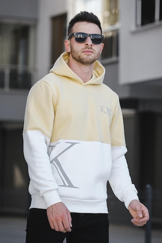 Oksit Kewin Üç İplik Şardonlu Baskılı Çift Renk Parçalı Kapüşonlu Erkek Sweatshirt 001