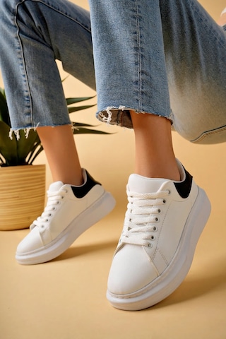 Luis A Costa Lc101 Beyaz Arka Siyah Bağcıklı Kadın Ayakkabı Renkli