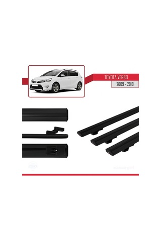 Toyota Verso 2009-2018 Arası İle Uyumlu Basic Model Ara Atkı Tavan Barı Siyah 3 Adet