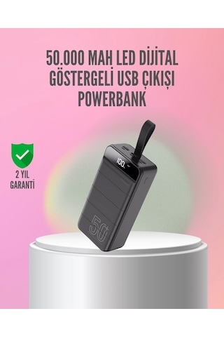 50.000 Mah Ultra Güçlü Powerbank 4 Usb Çıkışlı, Led Dijital Göstergeli, Hızlı Şarj Destekli Taşınabi Çok Renkli