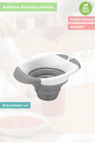 Kavanoz Hunisi Katlanır Domates Hunisi Silikon Huni Bpa Free Beyaz Gri
