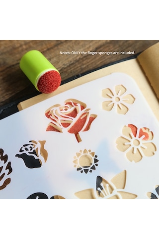 Aubyhe Yeşil 40'lı Parmak Sponge Seti - Vintage Mühürler İçin Boya Uygulama Aracı, El Defteri Ve Dıy Projeleri