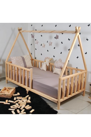 Markaawm Markaawm Montessori Çocuk Yatak Çam Karyola Çadır Derya 90X190 Akçaağaç