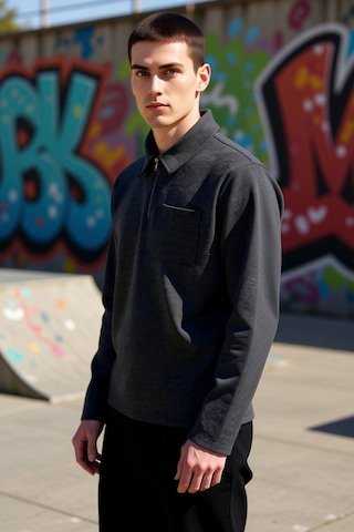 Benerly Erkek Polo Yaka Fermuarlı Standart Kol Sweatshirt Fonksiyonel Day Antrasit