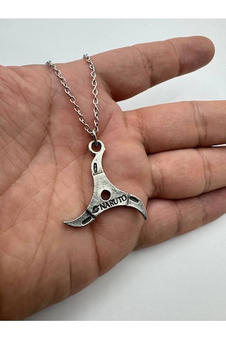Naruto Anime Ninja Yıldızı Figürlü 60 Cm Zincirli Unisex Kolye Shuriken Cosplay Takı Çok renkli