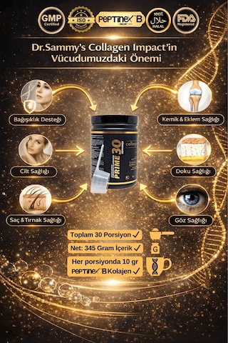 Dr. Sammy's Kolajen 10.000 Mg Tip 1-3 %100 Saf Patentli Hidrolize Sığır Kolajeni