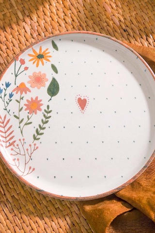 Kalpli Soft Bloom Nordic 4'lü Pasta & Sunum Tabağı 22 Cm Çok Renkli