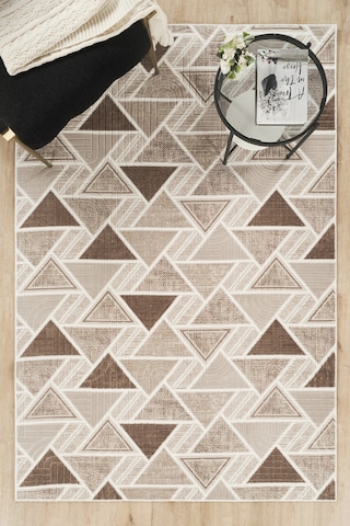Villadia Home Textile Modern Desen Baskılı Kaymaz Taban Elit Şık Dört Mevsim Yıkanabilir Halı Yolluk Oturma Salon Odası Vd1107kahve Kahve