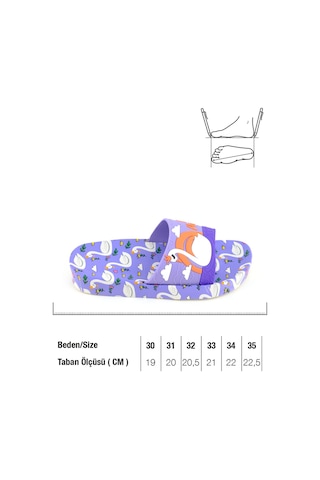 Gezer Kız Çocuk Yazlık Islak Zeminde Kullanıma Uygun Rahat Taban Ev Bahçe Plaj Havuz Terlik Lila