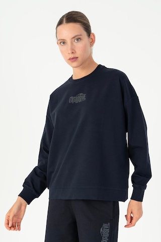 Maraton Oversize Kadın Bisiklet Yaka Açık Lacivert- Sweatshirt Açık Lacivert-
