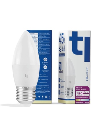 Redeem Plus C37s E27 Mum Ampul, Titreşimsiz, Göz Konforu, 609 Lümen, Doğal Beyaz, 4000 Kelvin