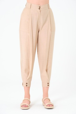 Sortie Collection Paça Düğmeli Pantolon Bej