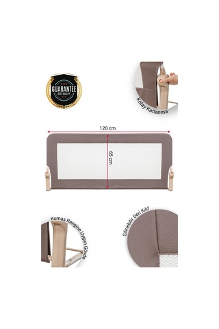 Wellgro Premium 120x65 CM Deri Kılıflı Yatak Bariyeri Katlanır Yatak Korkuluğu Kahve