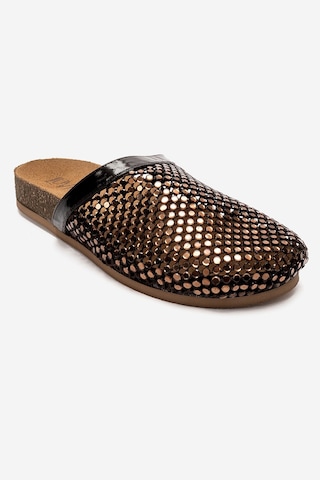 Luvi Shoes Montera Kahverengi Taşlı Kadın Terlik