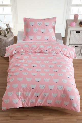 Tek Kişilik Pamuklu Nevresim Takımı 3 Parça Pisipisi Desen Pembe / Yumuşak Dokulu Pembe
