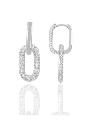 Söğütlü Silver Gümüş Rodyumlu Zirkon Taşlı Sallantılı Trend Küpe