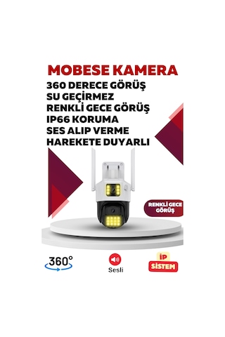 İrtech-4 Kameralı 360 Derece Sesli İp Güvenlik Kamera Seti Renkli Gece Görüş-su Geçirmez Gk01
