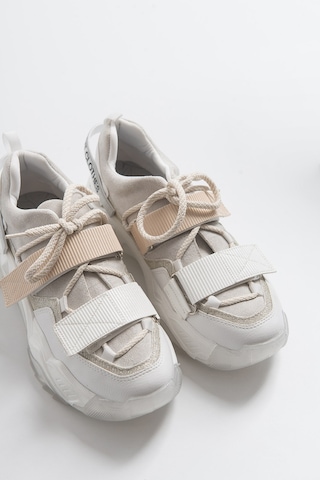 Luvishoes Luvi Shoes Lulen Beyaz Beyaz Rugan Sim Yazılı Cırtlı Kadın Spor Sneakers Beyaz