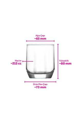 Lav Diamond Cam Su Bardağı 6'lı 215 ml (Tatlı Servisi )