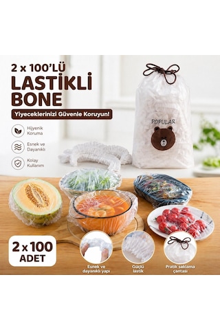Hijyenik Gıda Koruyucu Bone 2 Paket 200 Adet Çok Renkli