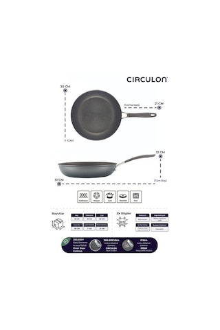 Circulon Çizilmez Yapışmaz 2'li Kızartma Tava Seti - 26 Cm, 30 Cm Siyah