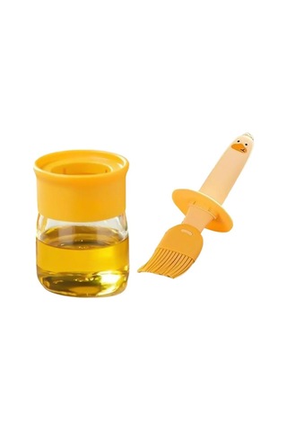 Yuntech01 Glasya Gıda Seviyesi Silikon Fırçalı Yağ Dağıtıcı - Isı Dayanıklı, Dışarıda Barbekü Ve Piknik İçin, Beyaz Çok Renkli